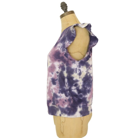 T. La Anthropologie Tie Dye Ruffled Sleeveless Sweatshirt Tank S Purple NWT B90 - Picture 5 of 6